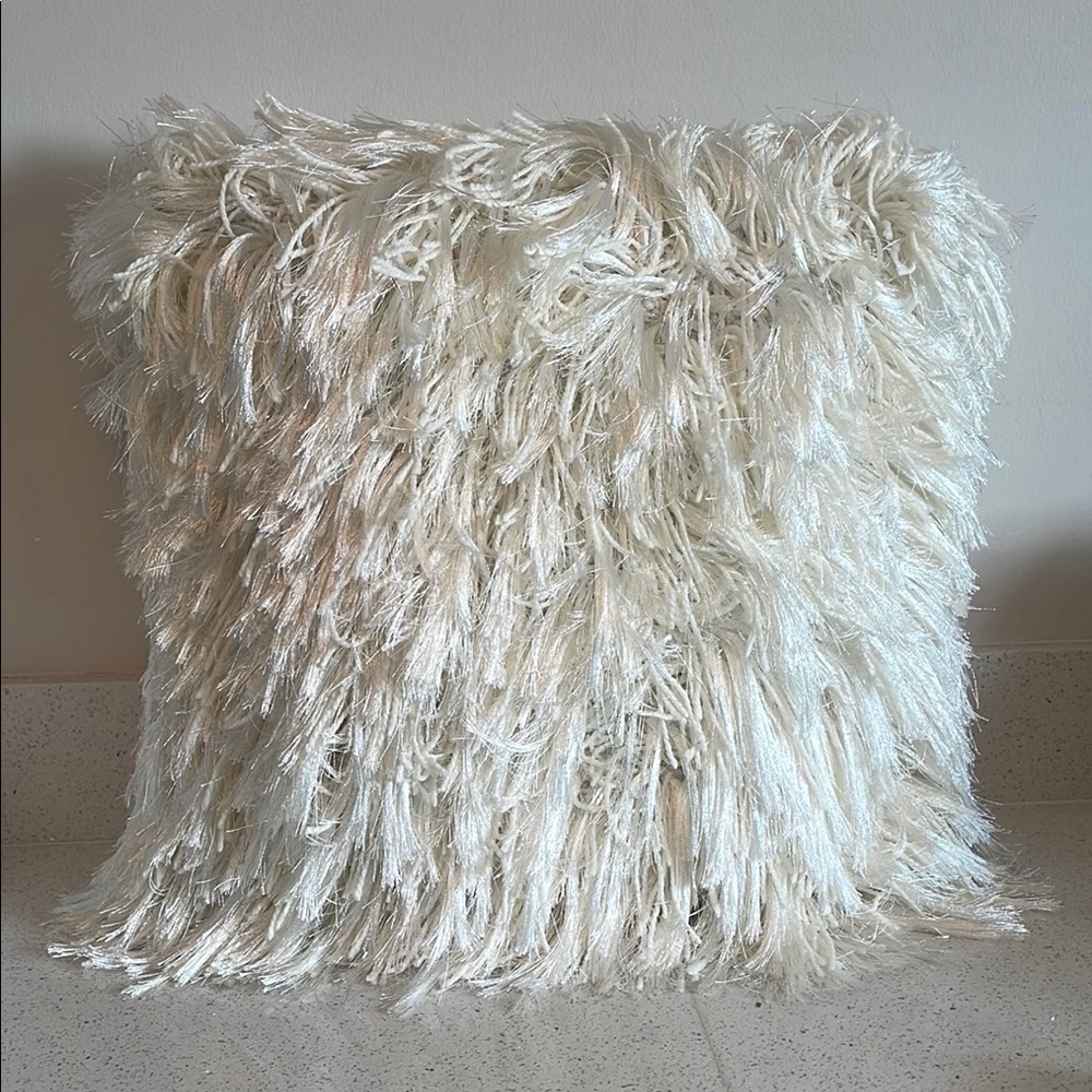 Fluffy Cream Shag Pillow